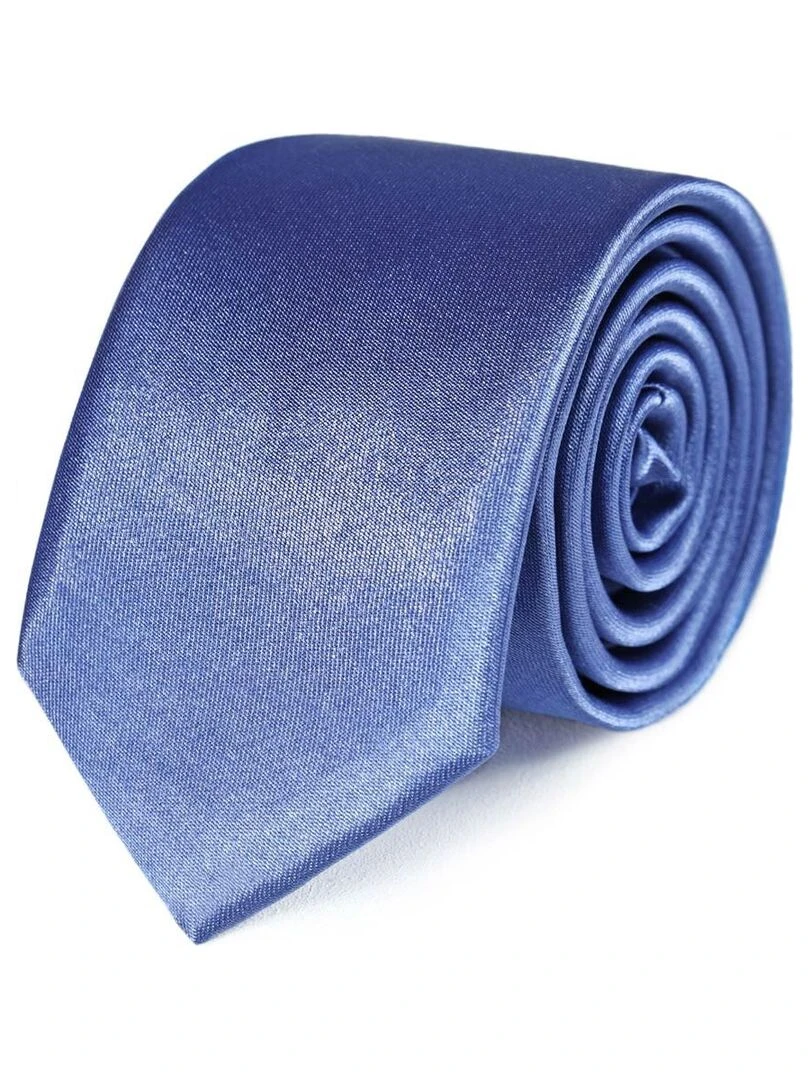 Cravate Slim Satin Unie Fabriqué en Europe Bleu gris