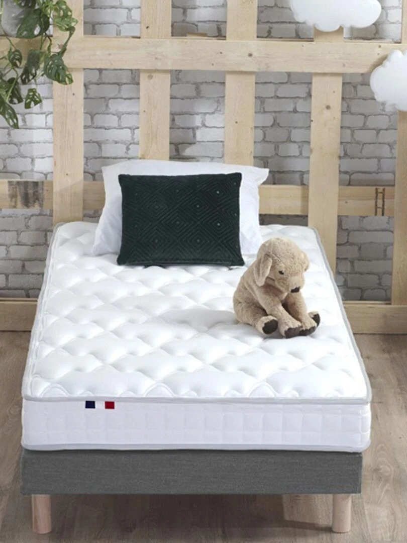 Ensemble Matelas 100% latex 5 zones ORIGINEL + Sommier Fabriqué en France   Sommier Gris chiné   Gris Blanc