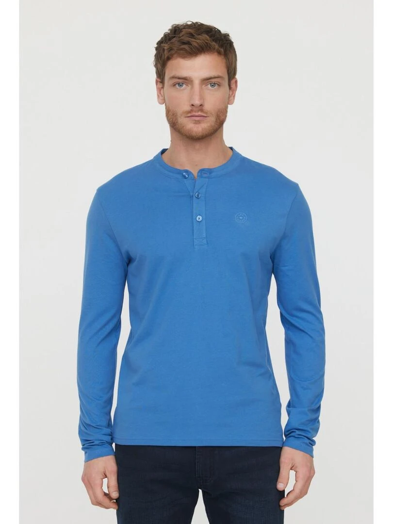 Lee Cooper T Shirt manches longues coton regular ASILO Bleu céladon