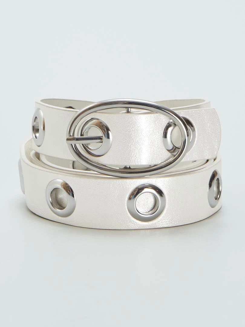 Ceinture métallique à œillets Blanc