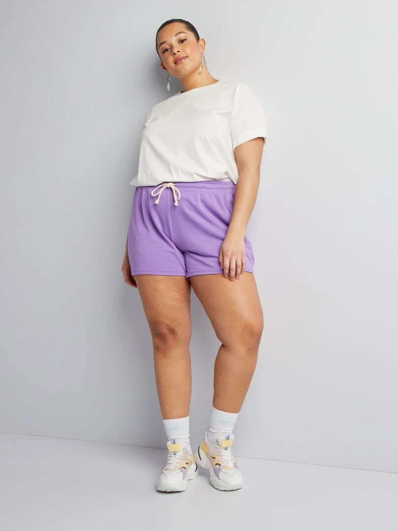 Short de sport chiné en french terry Violet