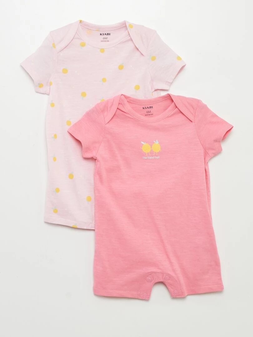 Lot de 2 barboteuses chinés Rose