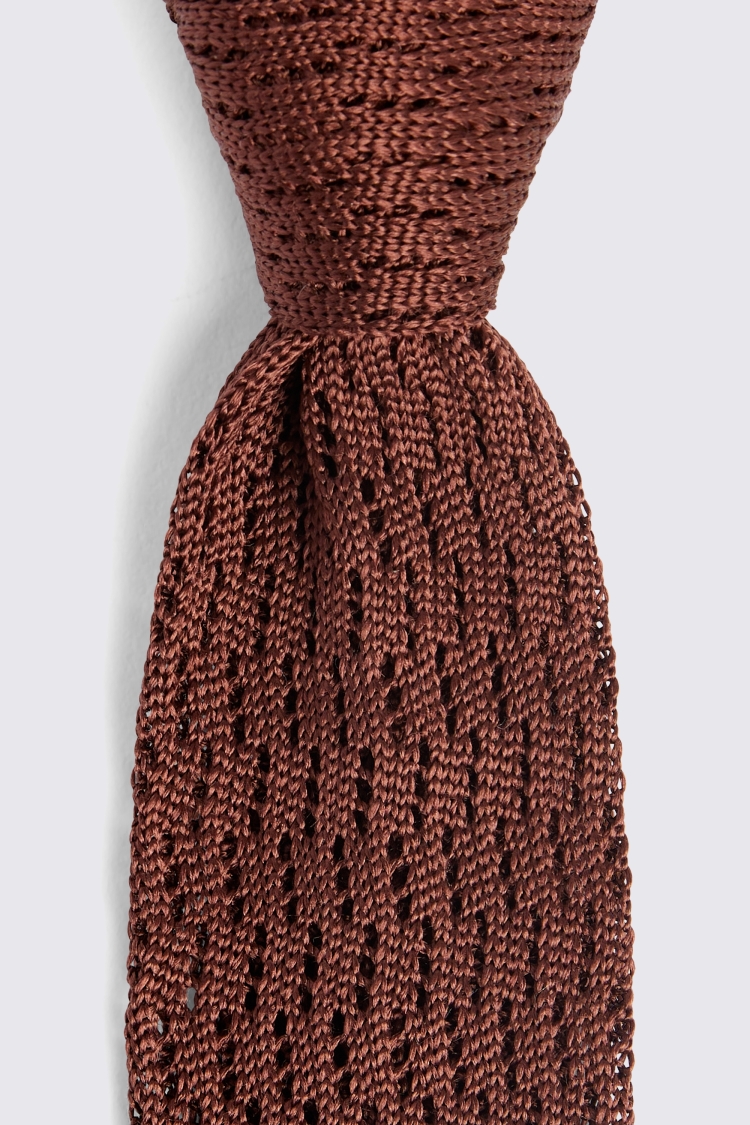 Copper Zigzag Silk Knit Tie Buy Online at Moss