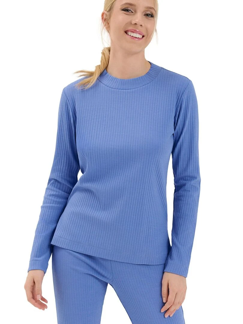 Haut pyjama top manches longues Lucky Bleu