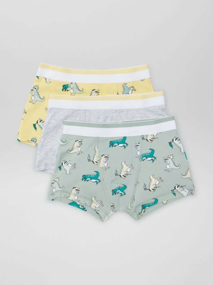 Lot de 3 boxers Vert/gris/jaune
