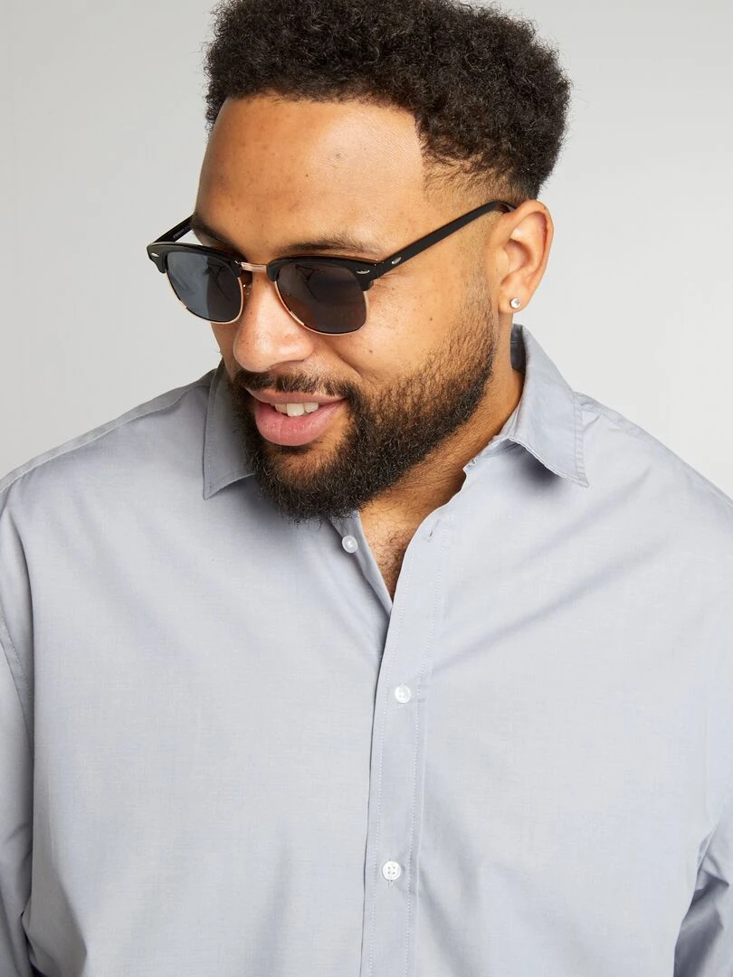 Chemise en popeline manches courtes   Gris