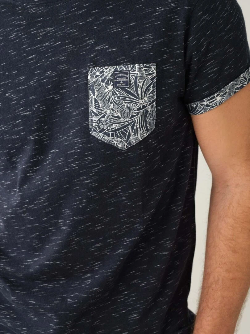 T shirt en coton et col rond pour homme 'Deeluxe'   Bleu marine