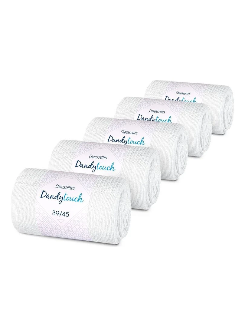 Chaussettes Jersey Coton Lot 5 Paires Fabrication UE Blanc