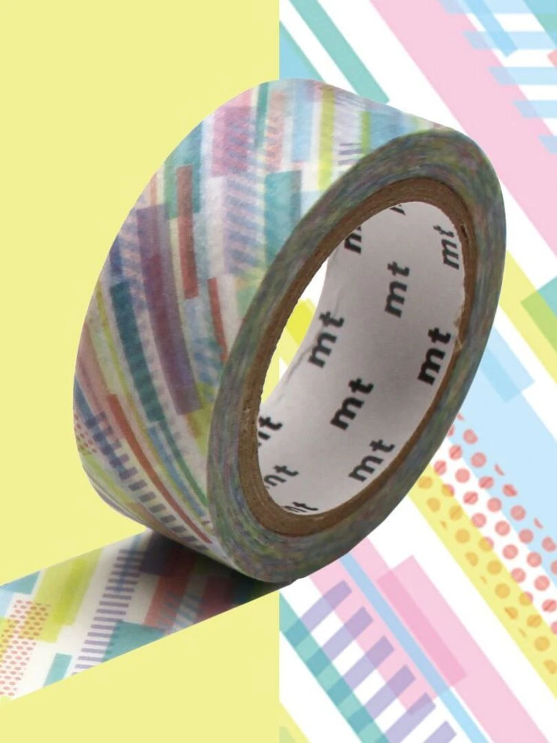 Masking tape motifs bandes colorés   1 5 cm x 7 m   N/A