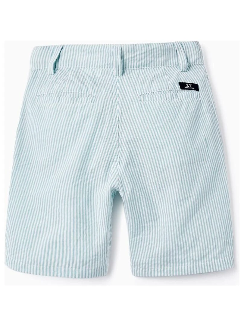 Short Chino À Rayures Pour Garçon Vert