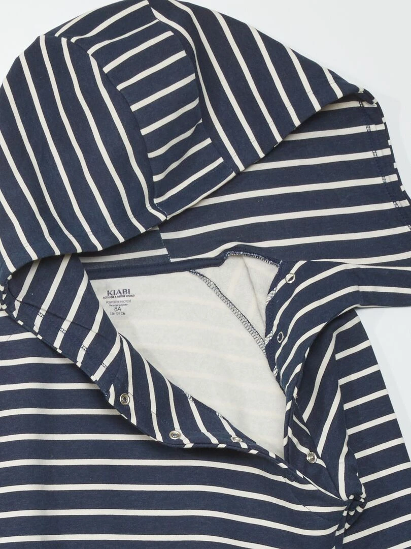 Sweat à capuche en molleton   So Easy   Bleu rayé