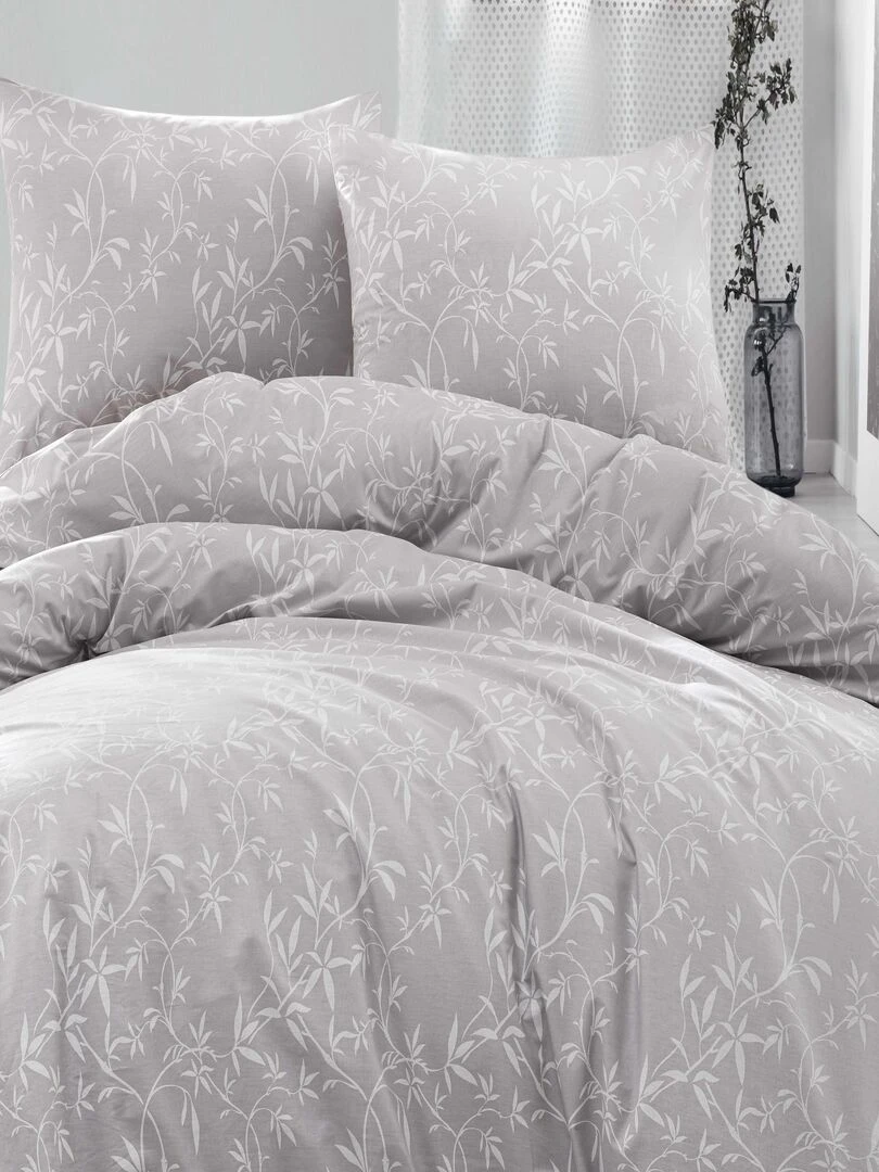 Parure housse de couette et taie d'oreiller Gris