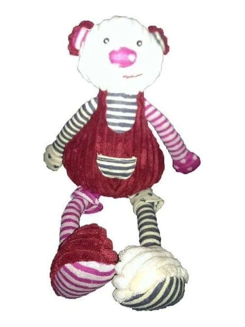 doudou Histoire d'ours Ours Rouge 32cms plus de medaillon Les Coteles Pantin Rouge