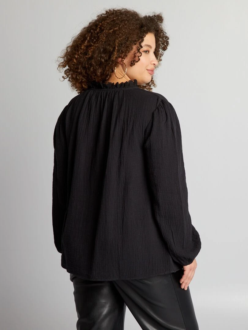 Blouse en gaze de coton   noir