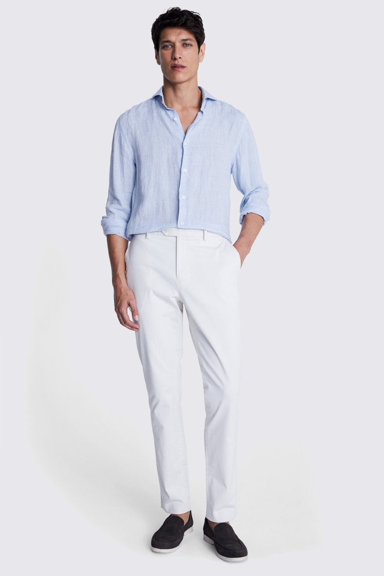 Tailored Fit Sky Linen Shirt Buy Online at Moss
