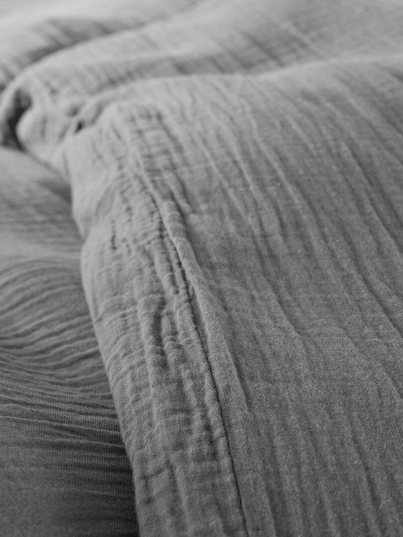 Parure de couette "Gaze de Coton" 140 x 200 pour lit 1 place   Gris foncé