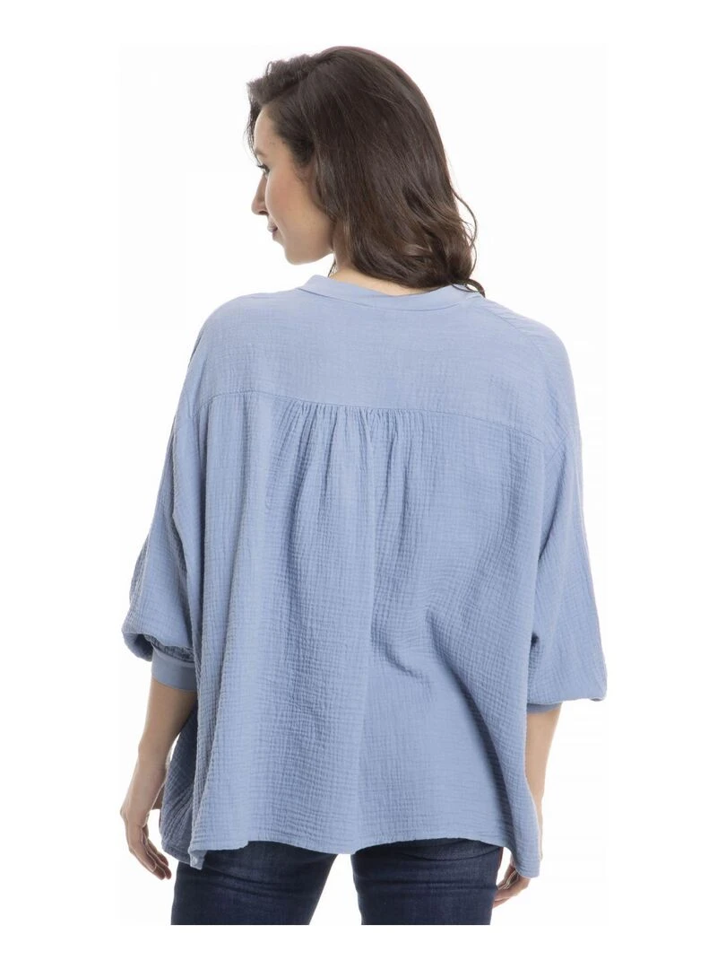 Chemisier col tunisien CHILA   Gérard Pasquier   Bleu foncé