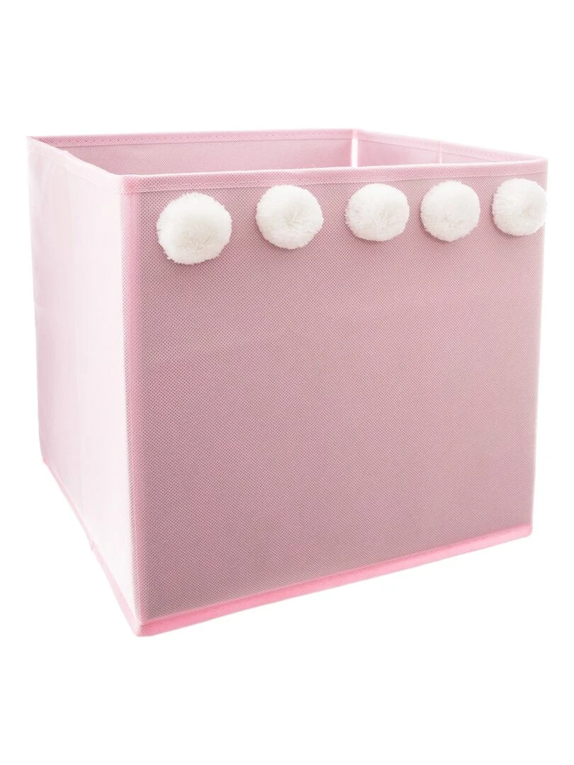 Bac de rangement pompons rose Rose