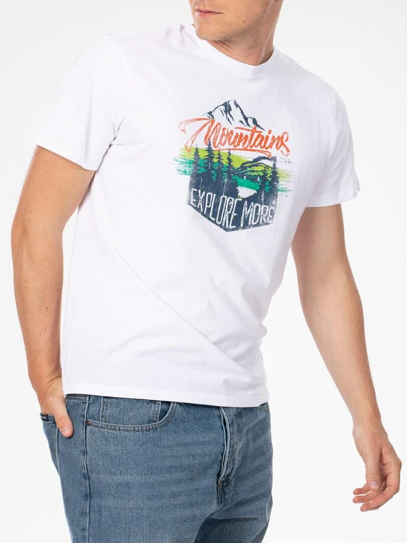 T shirt jersey coton imprimé ARJUNA 'Rica Lewis' Blanc