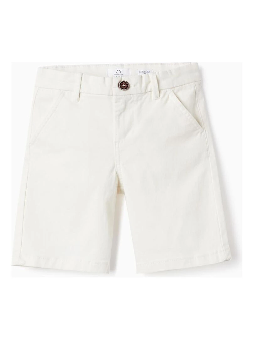 Short Chino En Sergé De Coton Pour Garçon 'Midi' PICASSO Blanc