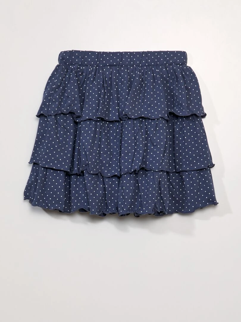 Jupe évasée à étages Bleu pois