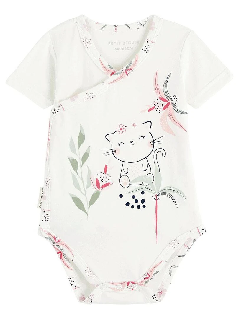 Lot de 2 bodies bébé manches courtes ouverture croisée Bahia   Rose