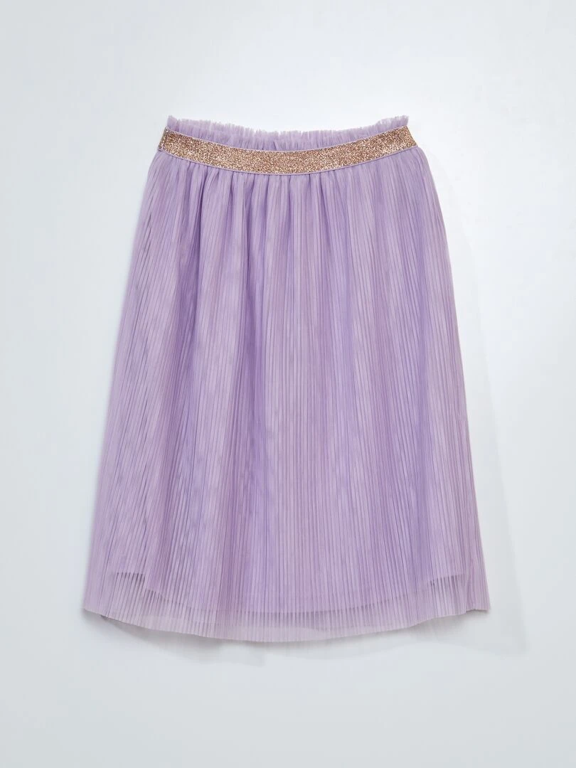 Jupe en tulle plissé et ceinture pailletée Violet