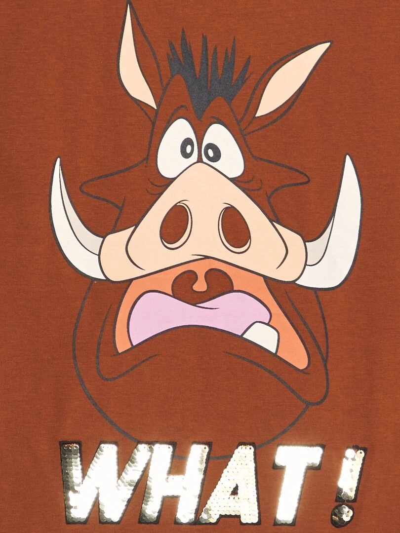 T shirt imprimé 'Disney' Marron 'Pumba'