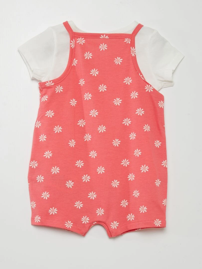 Ensemble combishort + t shirt 2 pièces Rose