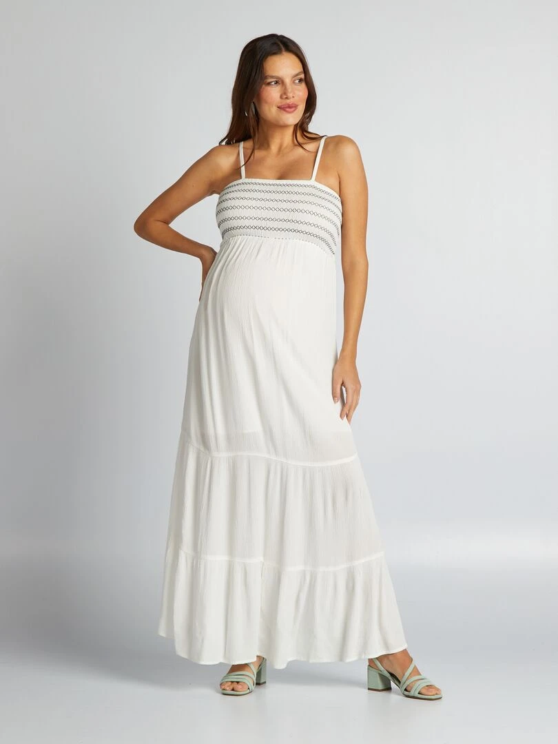 Robe grossesse à coupe longue   blanc