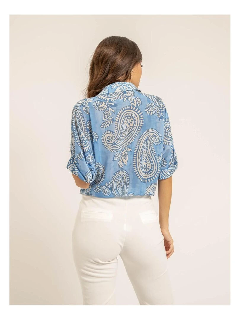 Chemise manches courtes motifs OPILINA Bleu