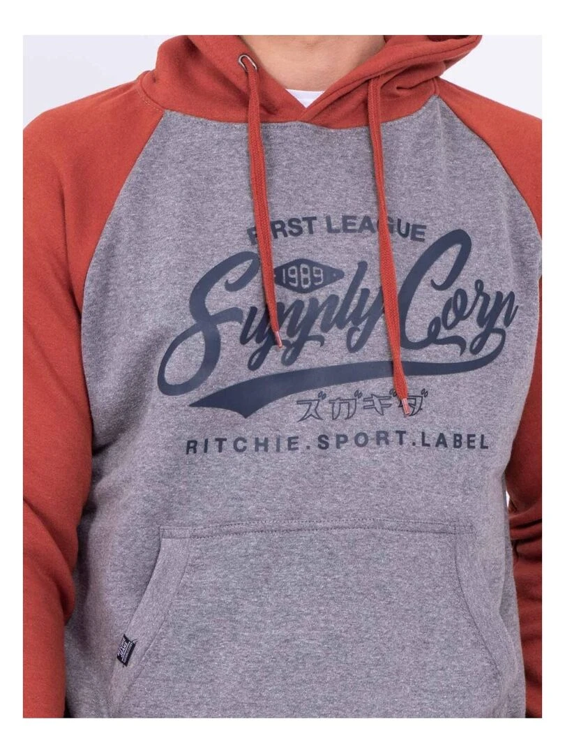 Sweat capuche WANDERLUST   Rouge brique