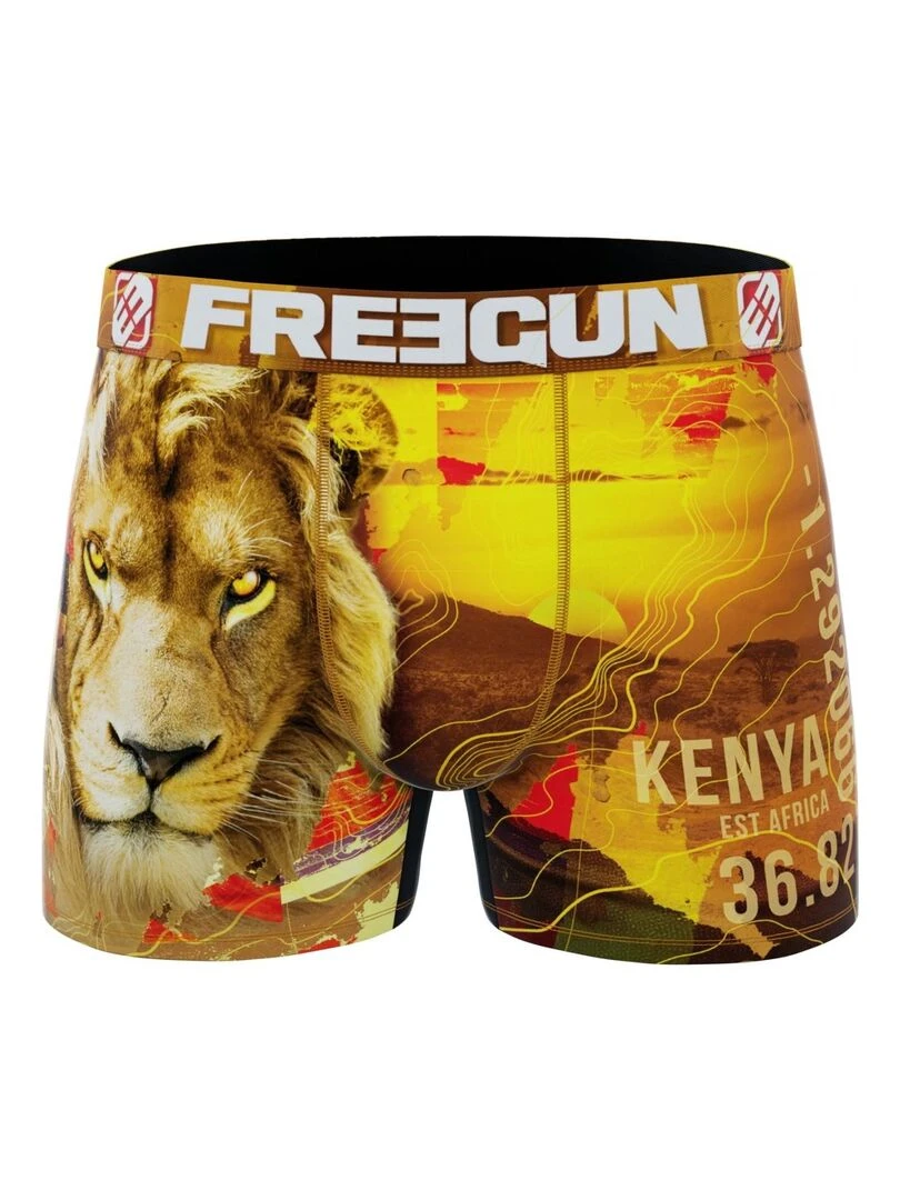 Lot de 6 Boxers homme en polyester recyclé Animal Savage Freegun   Rouge