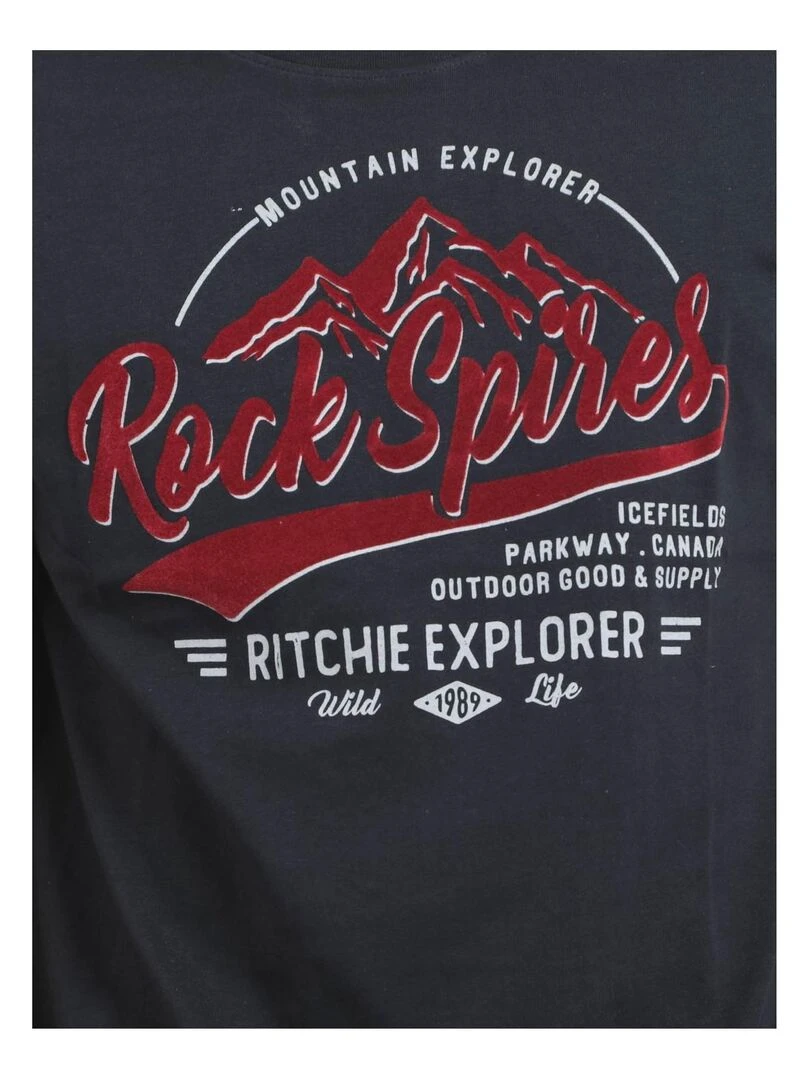 T shirt col rond pur coton JUPITOLI   Bleu marine