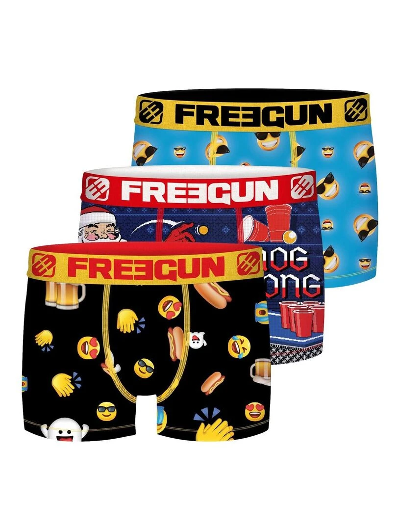 Pack Surprise de 3 Boxers microfibre homme Freegun Bleu