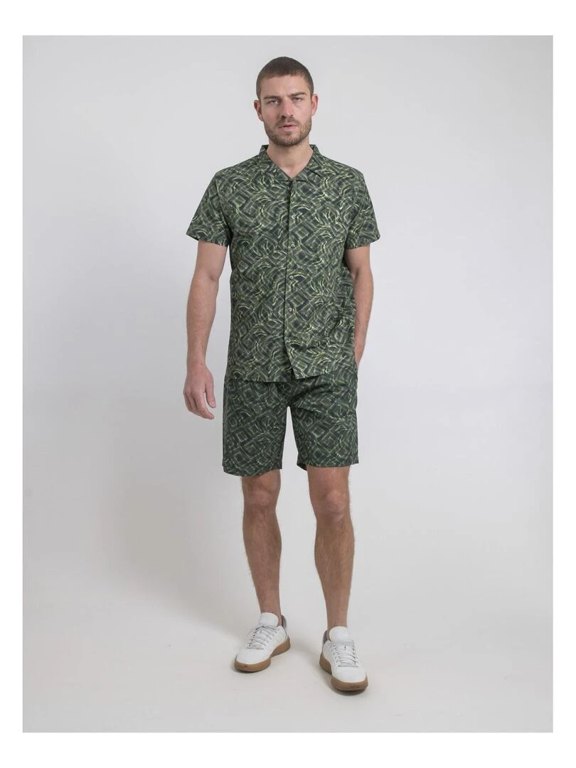 Chemise manches courtes motifs DILTONIK   Kaki