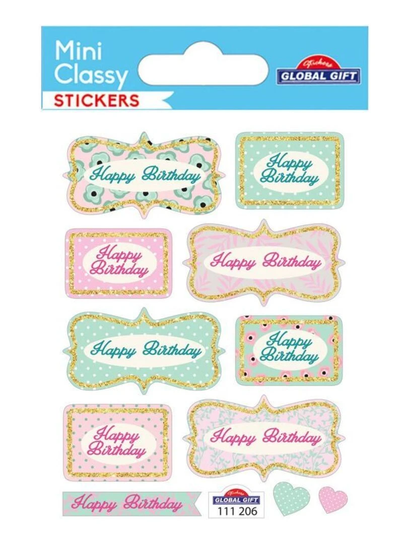 Stickers Etiquettes "Happy Birthday" 1 8 cm N/A