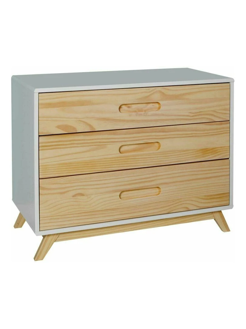 Commode 3 tiroirs Zola AKITEN RETAIL Blanc Marron