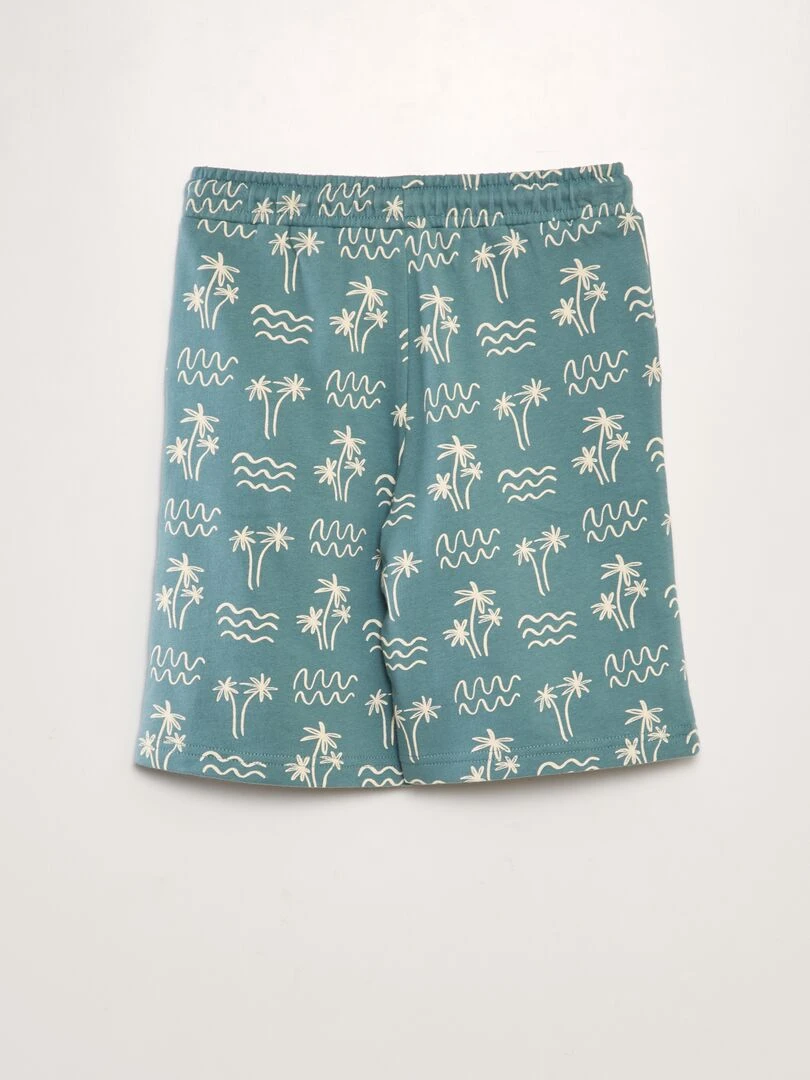 Bermuda en molleton imprimé   VERT