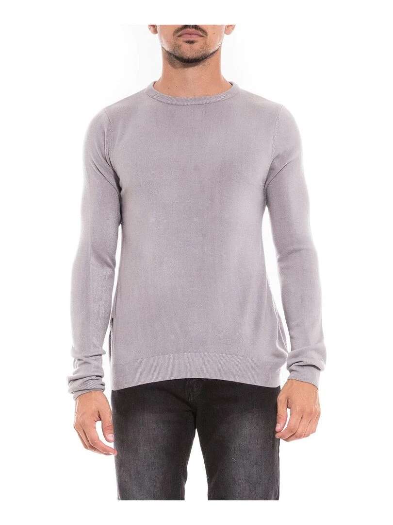 Pull col rond effet cachemire LANNIS Gris clair
