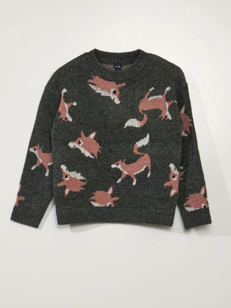 Pull en maille jacquard Kaki