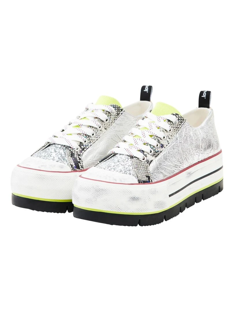 Basket à Lacets Desigual Boot A Patch Silver   Gris