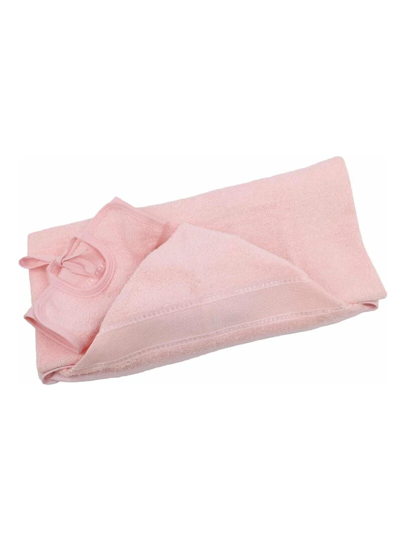 Coffret de naissance bavoir et cape à broder QUEIDA Rose