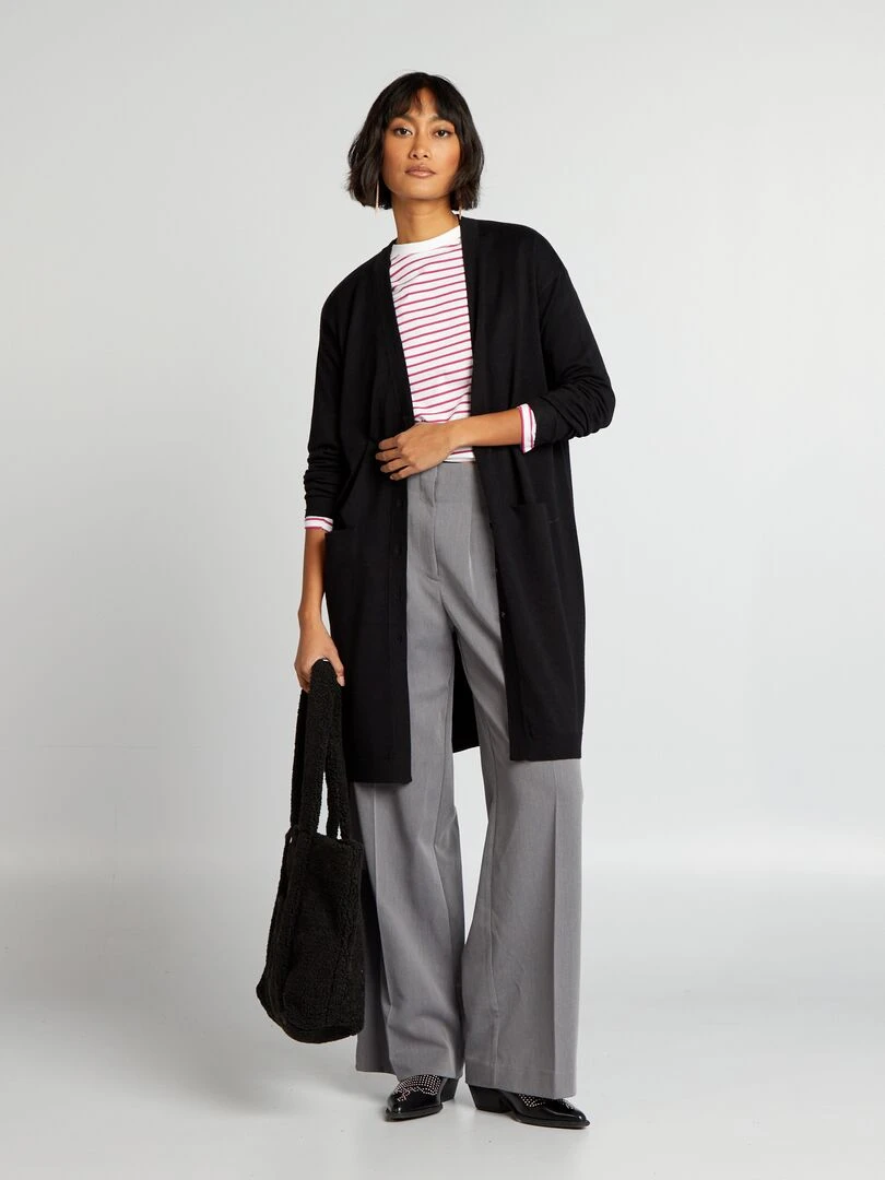 Gilet long boutonné Noir