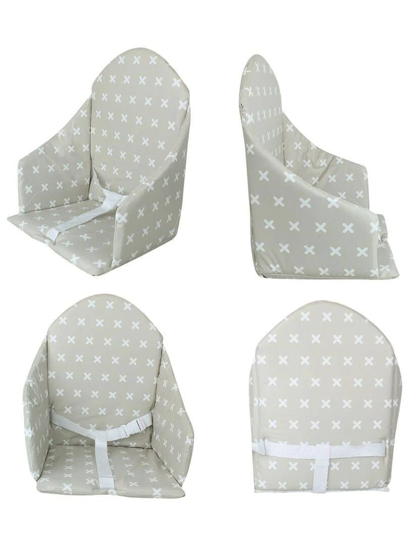 Coussin d'assise universel Miam avec harnais pour chaise haute bébé   Monsieur Bébé   Blanc Beige