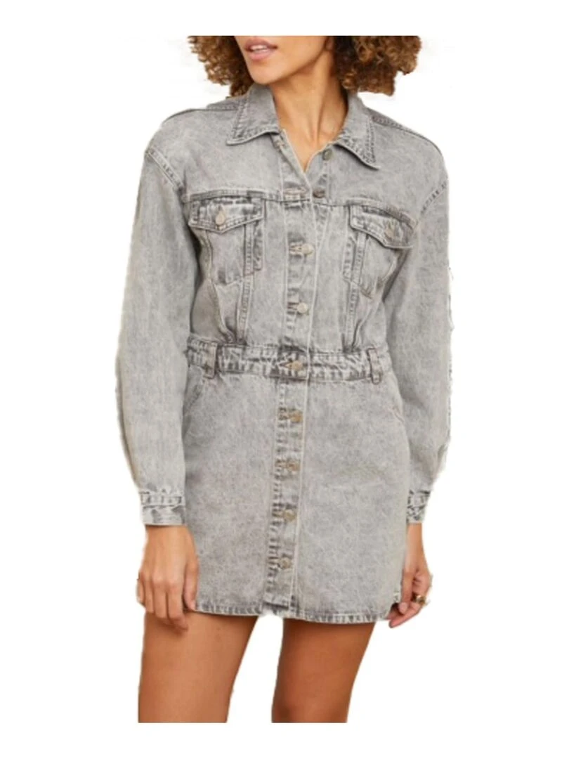 Combi jupe courte en jean Kebello Gris