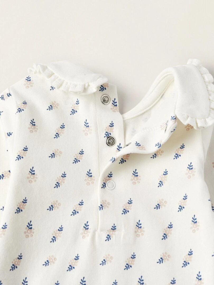 Body à manches longues en coton pour nouveau né manches longues ATLANTIC COMPANY   Blanc