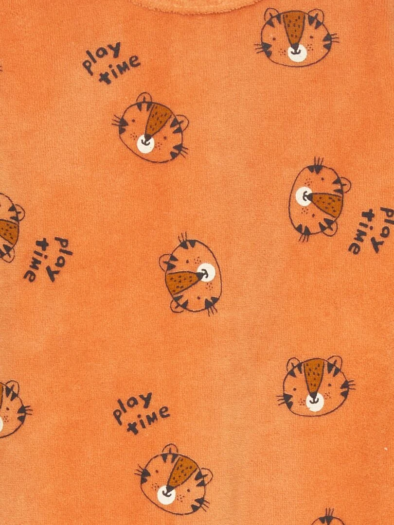 Pyjama dors bien en velours Orange 'tigre'