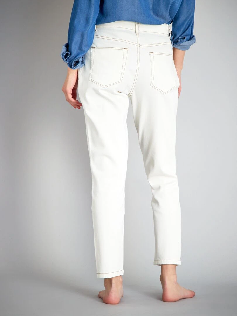 Jean mom à taille très haute   L34   Blanc cassé