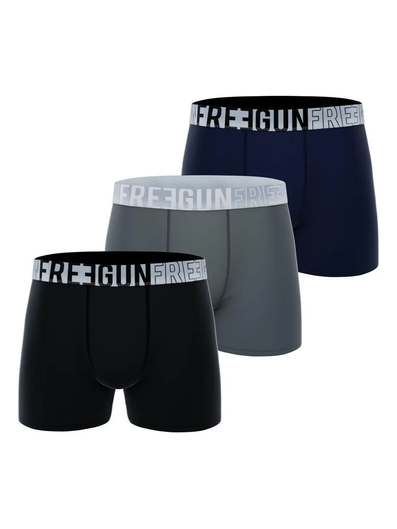 Lot de 3 boxers homme en coton Signature Andrew Freegun Noir